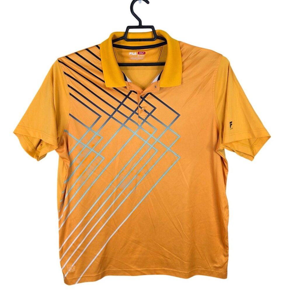 Mens Fila Sport Golf Orange Performance Polo Shirt Short Sleeve Polyester XL
